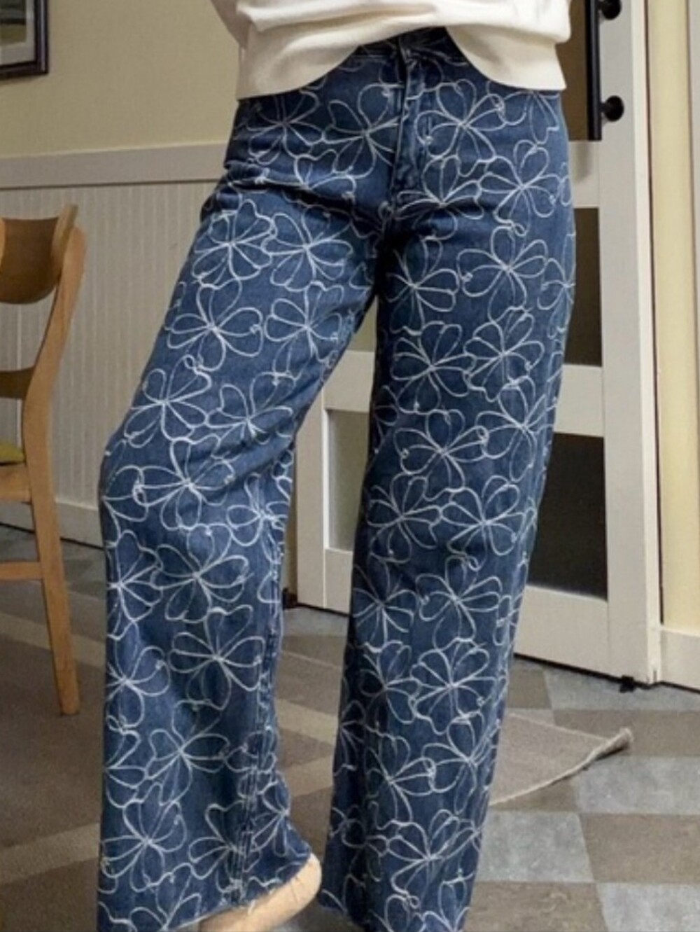 Bohme Embroidery Detail Wide Leg Pants Size 28 (US Women's Size 6)